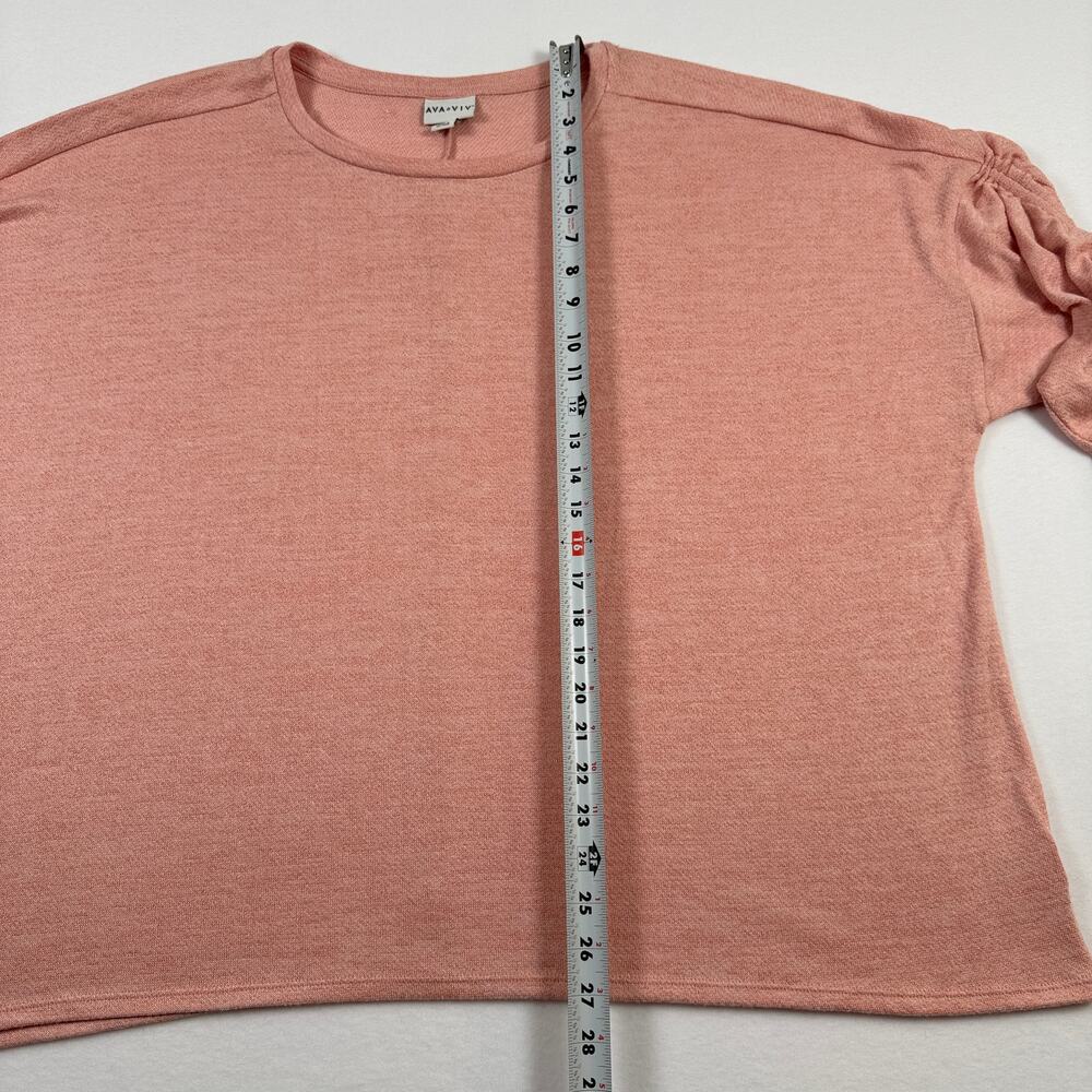 Ava & Viv Peach Pink Knit Top Ruched Lace Up Sleeves Women's Plus Size 4X - Picture 8 of 9